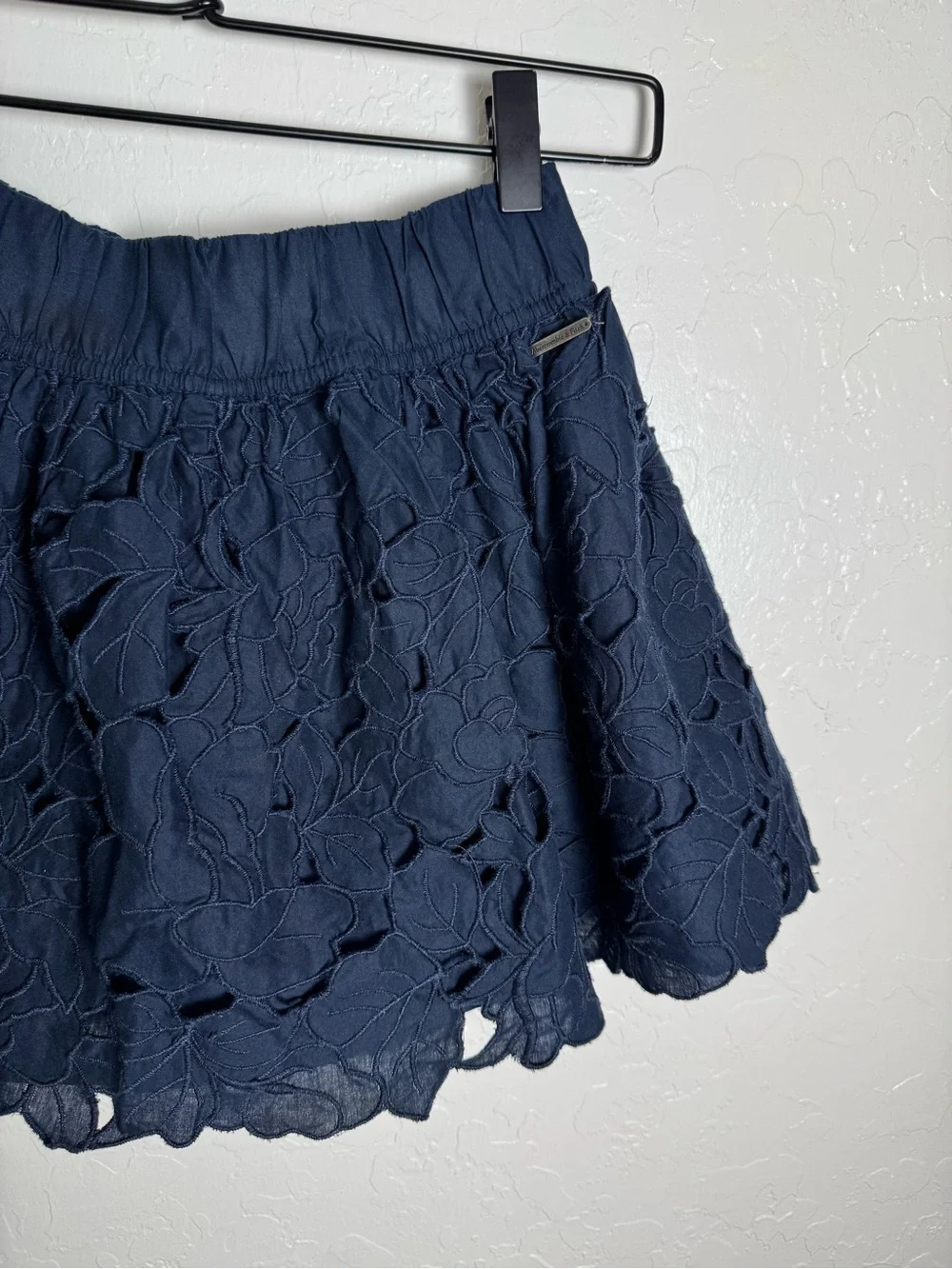 Abercrombie & Fitch Navy Blue Floral Eyelet Mini Skirt